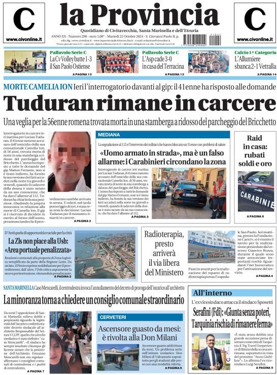 Prima Pagina La Provincia di Civitavecchia 22/10/2024