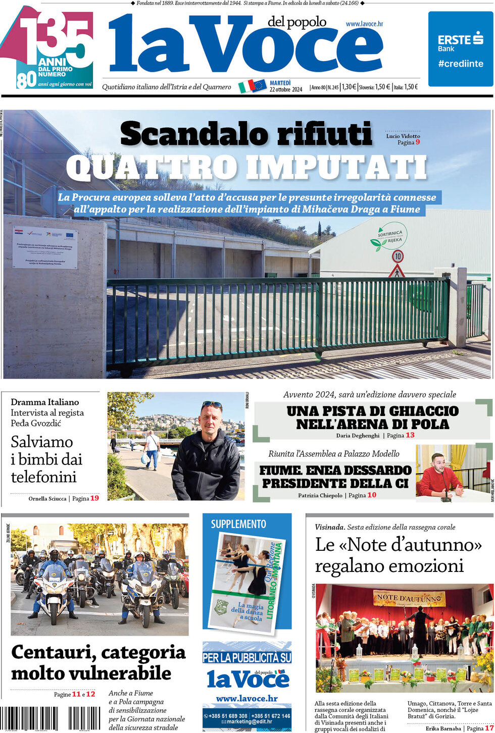 Prima Pagina La Voce del popolo 22/10/2024