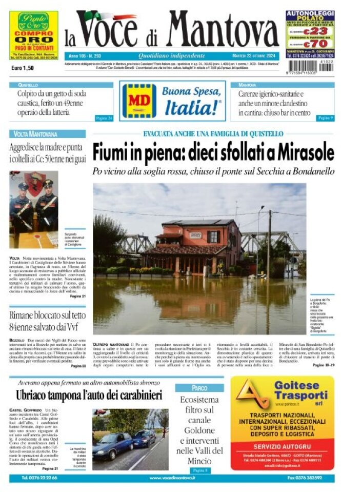 Prima Pagina La Voce di Mantova 22/10/2024