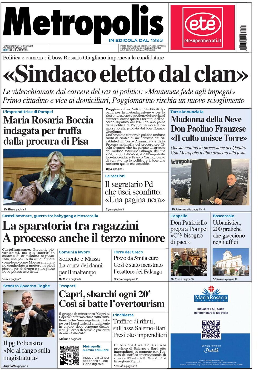 Prima Pagina Metropolis (Napoli) 22/10/2024