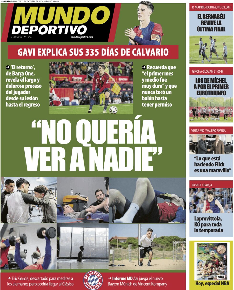 Prima Pagina Mundo Deportivo 22/10/2024