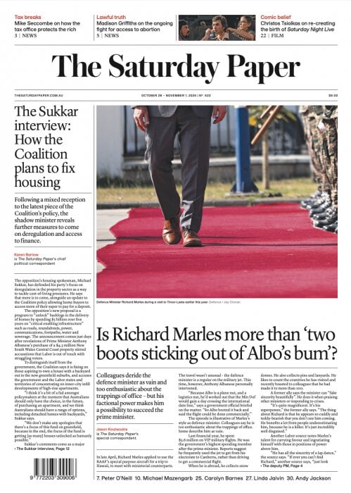 Copertina The Saturday Paper 26/10/2024