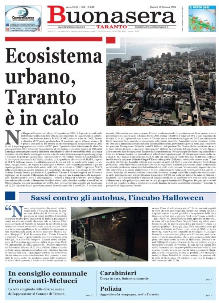 Prima Pagina Buonasera (Taranto) 29/10/2024