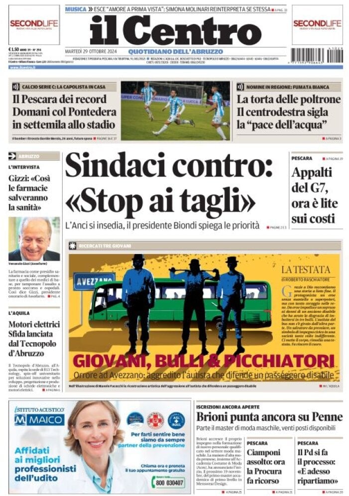 Prima Pagina Il Centro (Pescara) 29/10/2024