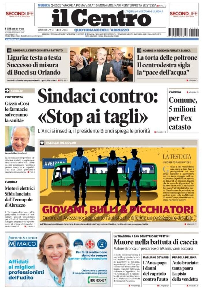 Prima Pagina Il Centro (L'Aquila) 29/10/2024