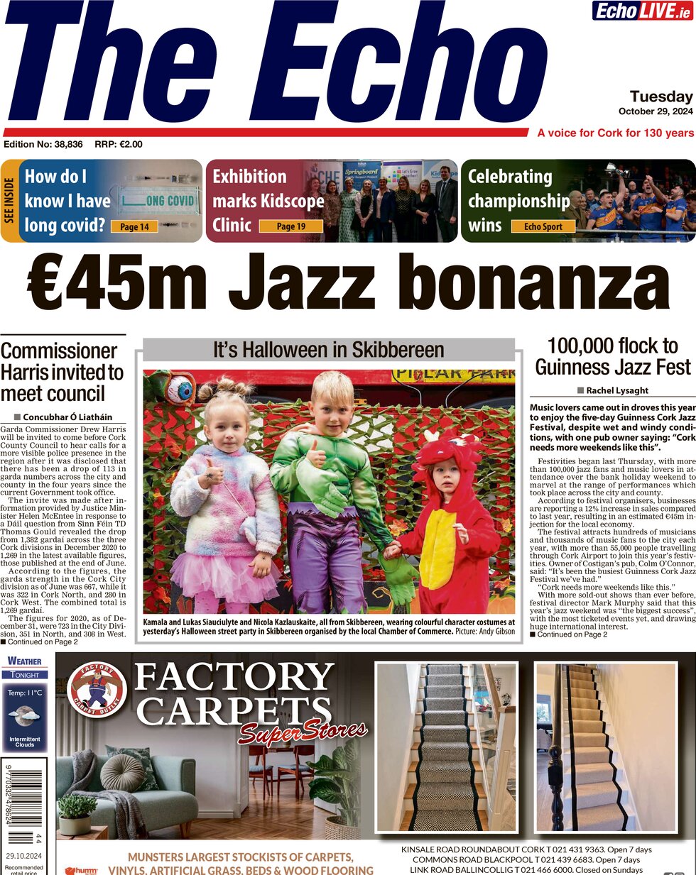 Prima Pagina The Echo (Cork) 29/10/2024