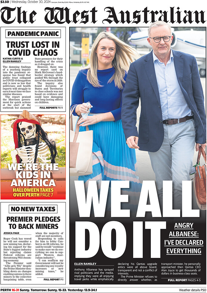 Prima Pagina The West Australian 30/10/2024