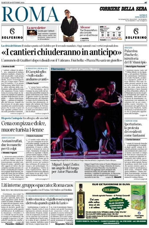 Prima Pagina Corriere della Sera (Roma) 30/10/2024