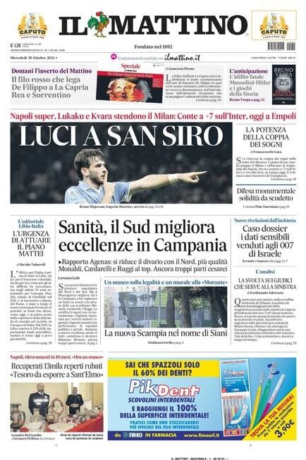 Prima Pagina Il Mattino 30/10/2024