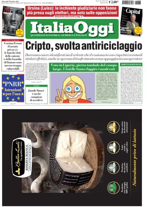 Prima Pagina ItaliaOggi 30/10/2024