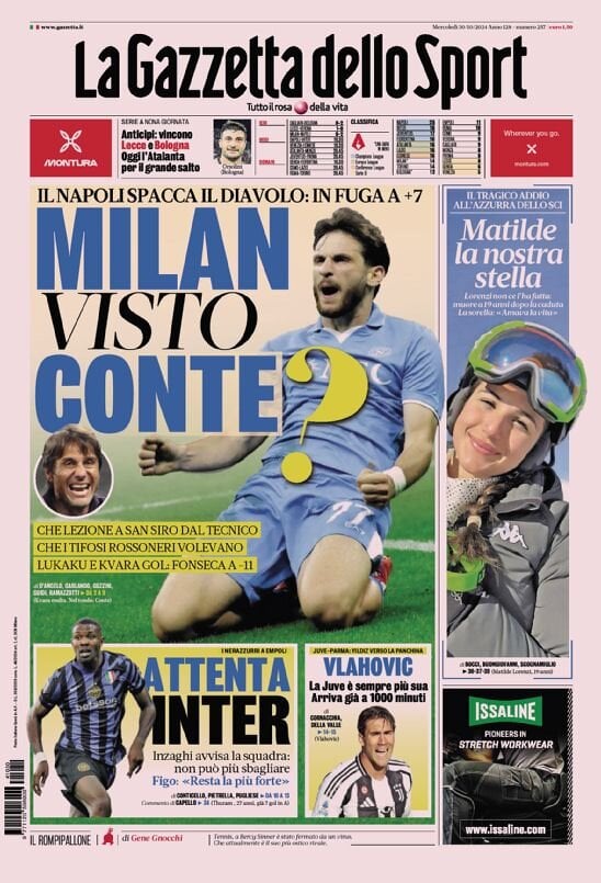 Prima Pagina La Gazzetta dello Sport 30/10/2024