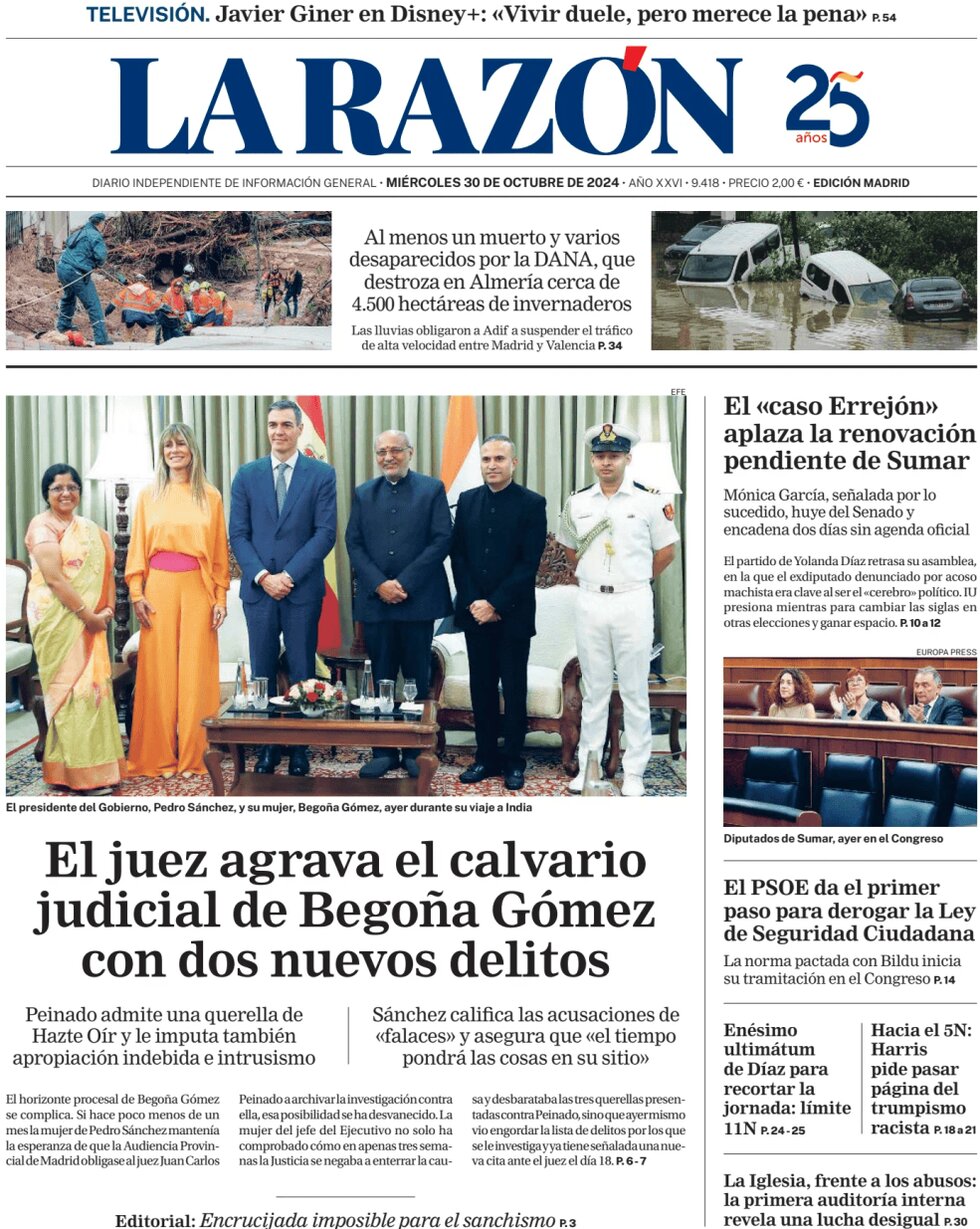 Prima Pagina La Razón 30/10/2024