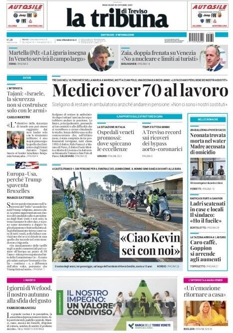 Prima Pagina La Tribuna di Treviso 30/10/2024