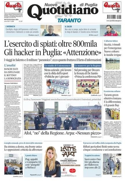 Prima Pagina Nuovo Quotidiano di Puglia (Taranto) 30/10/2024