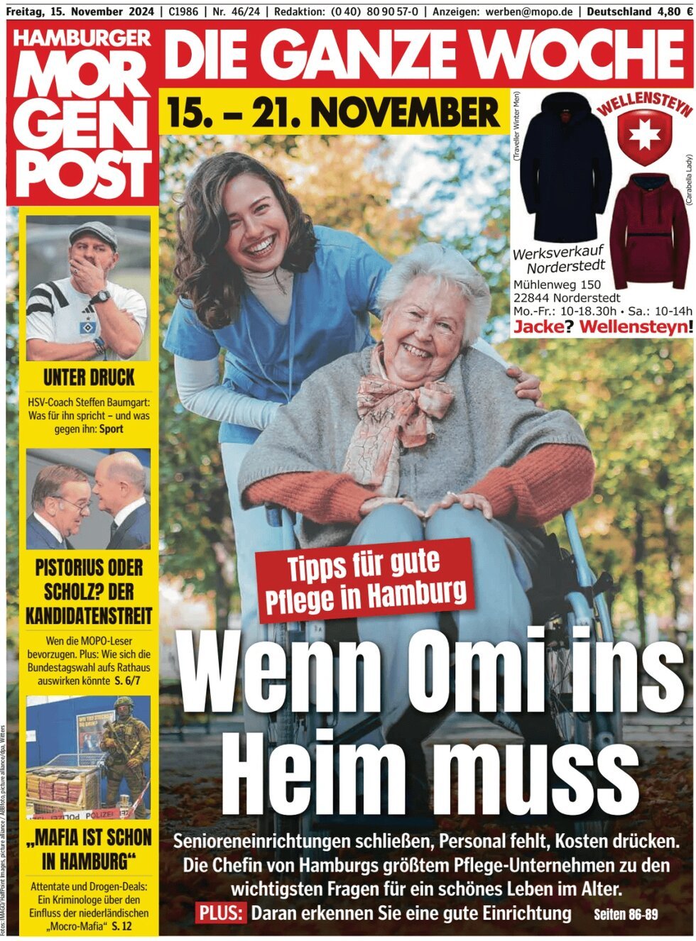 Prima Pagina Hamburger Morgenpost 15/11/2024