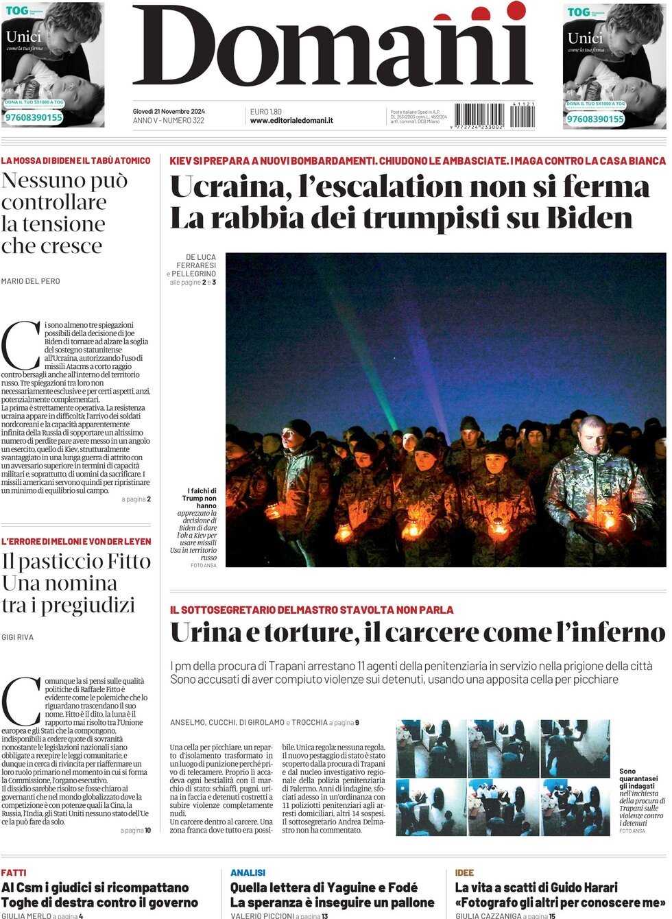 Prima Pagina Domani 21/11/2024