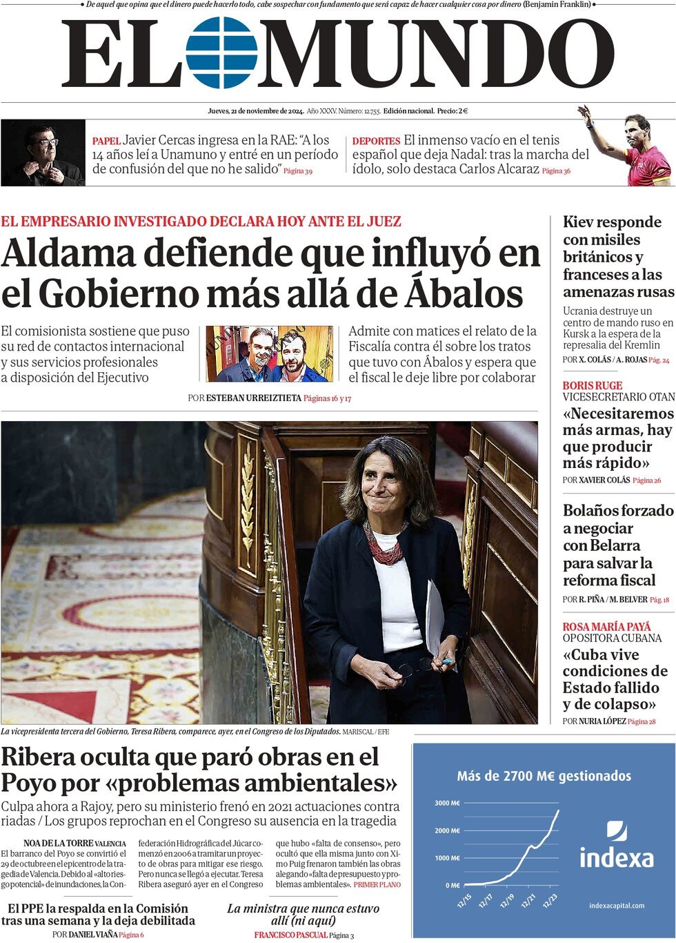 Prima Pagina El Mundo 21/11/2024