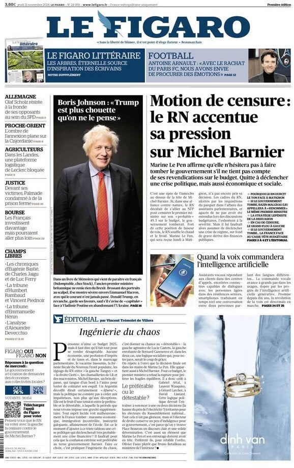 Prima Pagina Le Figaro 21/11/2024