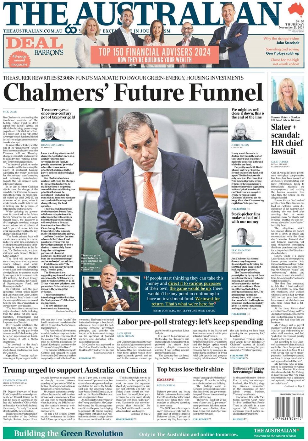 Prima Pagina The Australian 21/11/2024