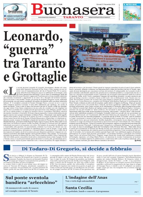 Prima Pagina Buonasera (Taranto) 21/11/2024