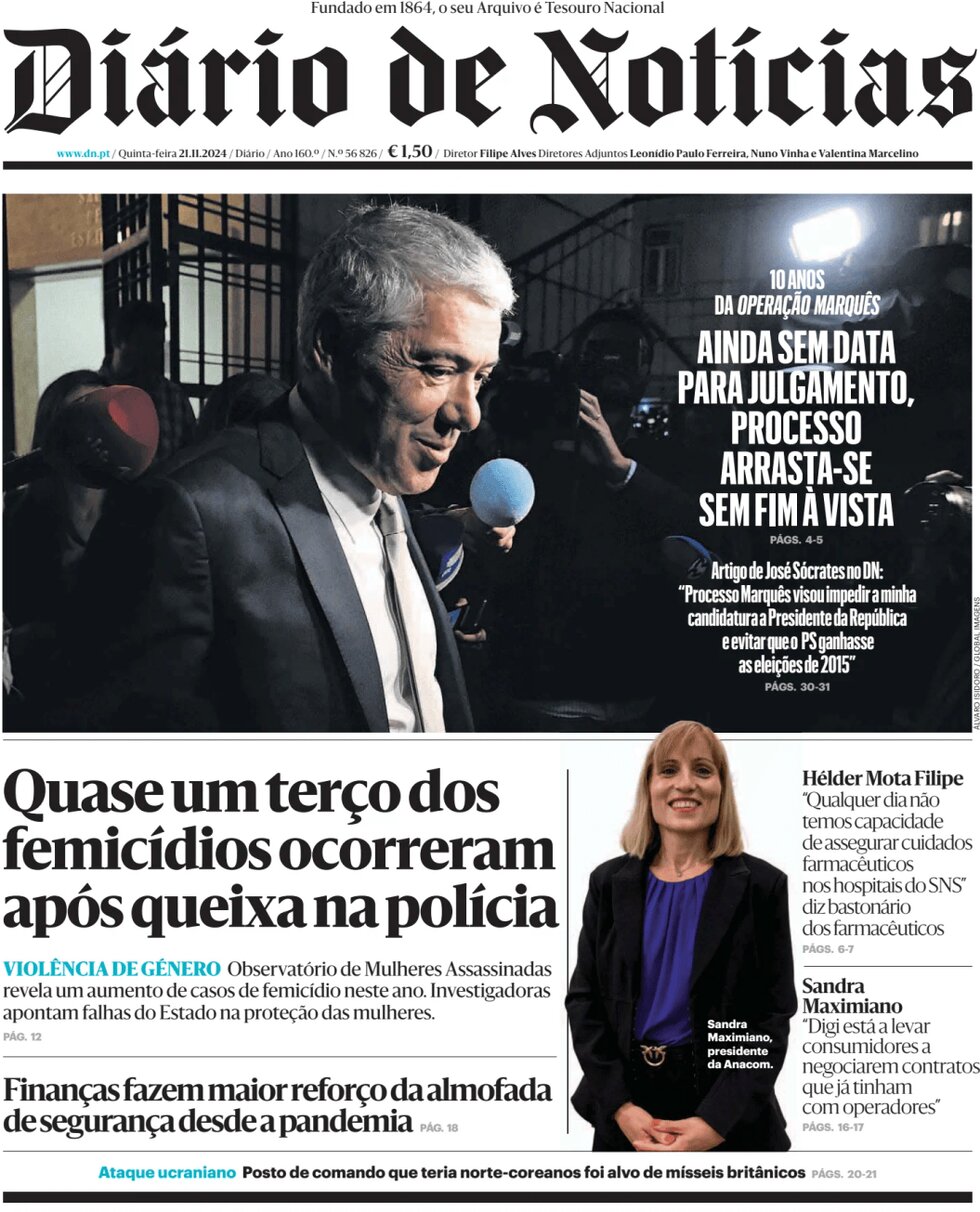 Prima Pagina Diário de Notícias 21/11/2024