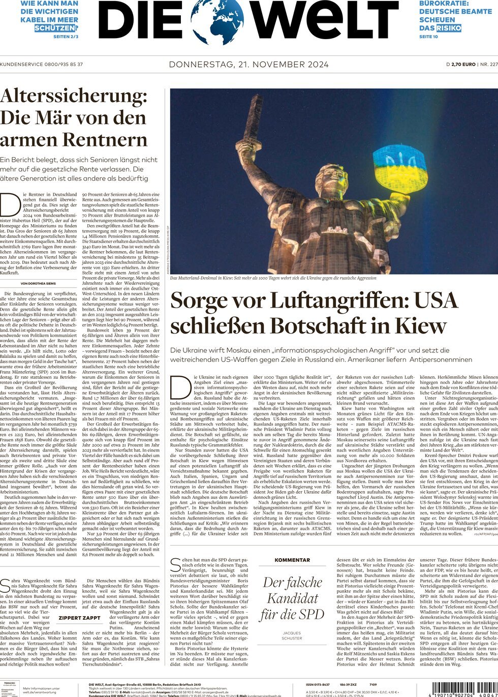 Prima Pagina Die Welt 21/11/2024