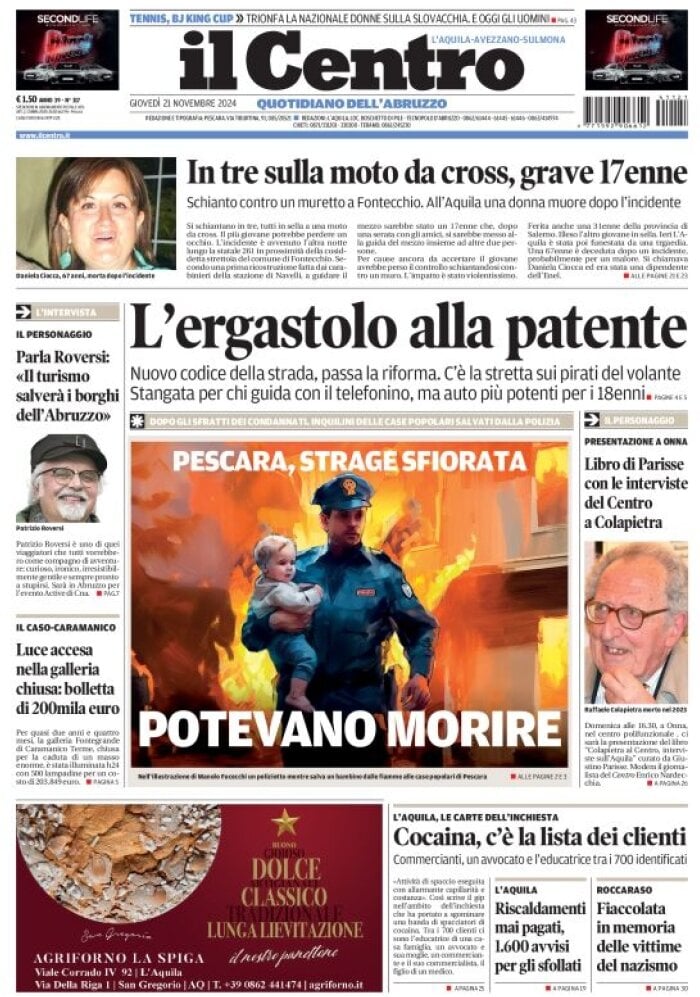 Prima Pagina Il Centro (L'Aquila) 21/11/2024