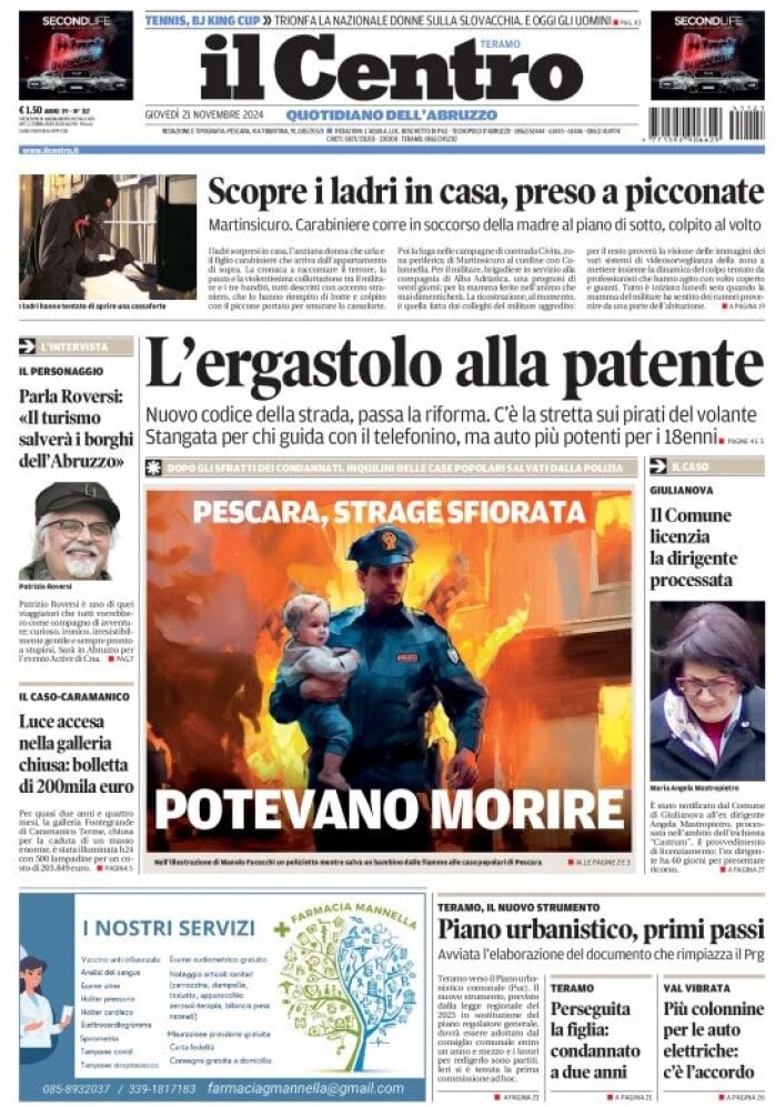 Prima Pagina Il Centro (Teramo) 21/11/2024