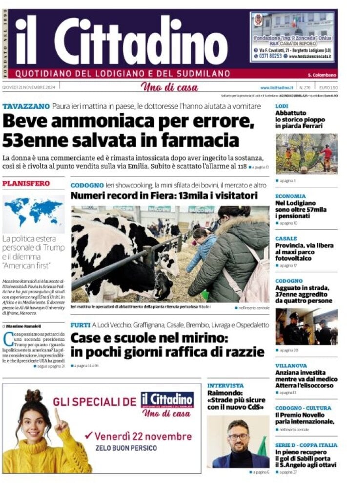 Prima Pagina Il Cittadino di Lodi 21/11/2024