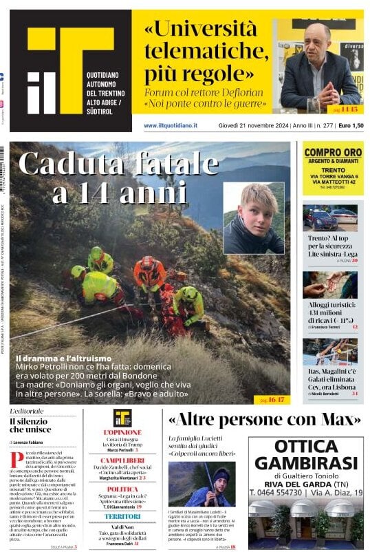 Prima Pagina Il T Quotidiano 21/11/2024