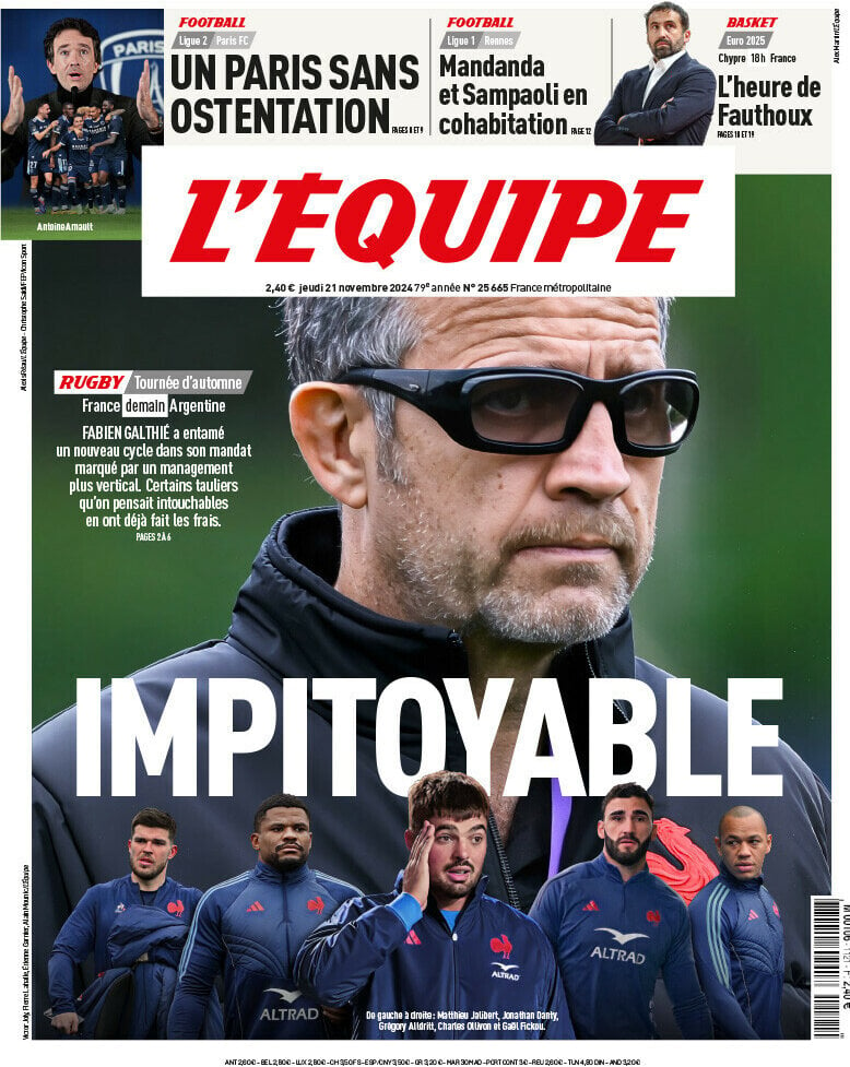 Prima Pagina L'Equipe 21/11/2024