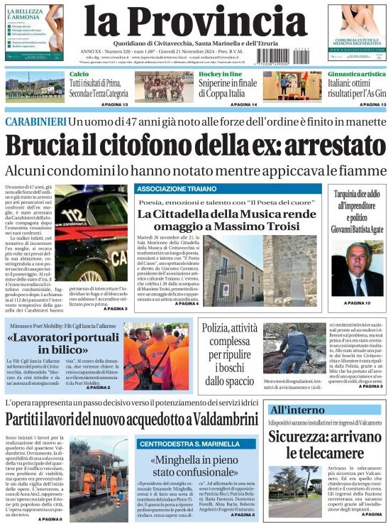 Prima Pagina La Provincia di Civitavecchia 21/11/2024