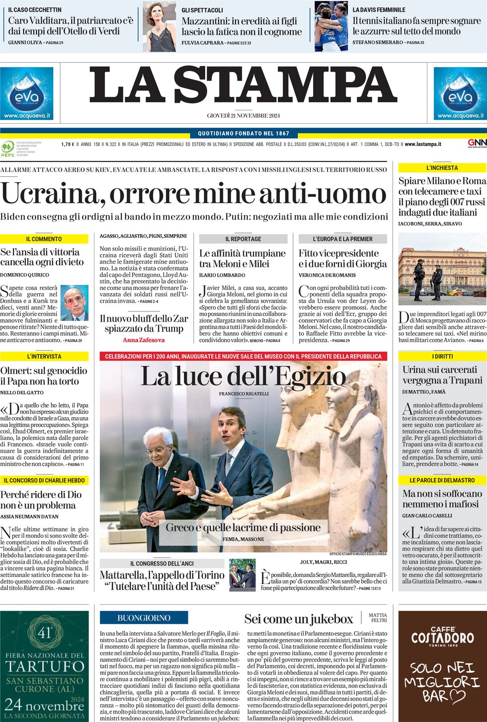 Prima Pagina La Stampa 21/11/2024