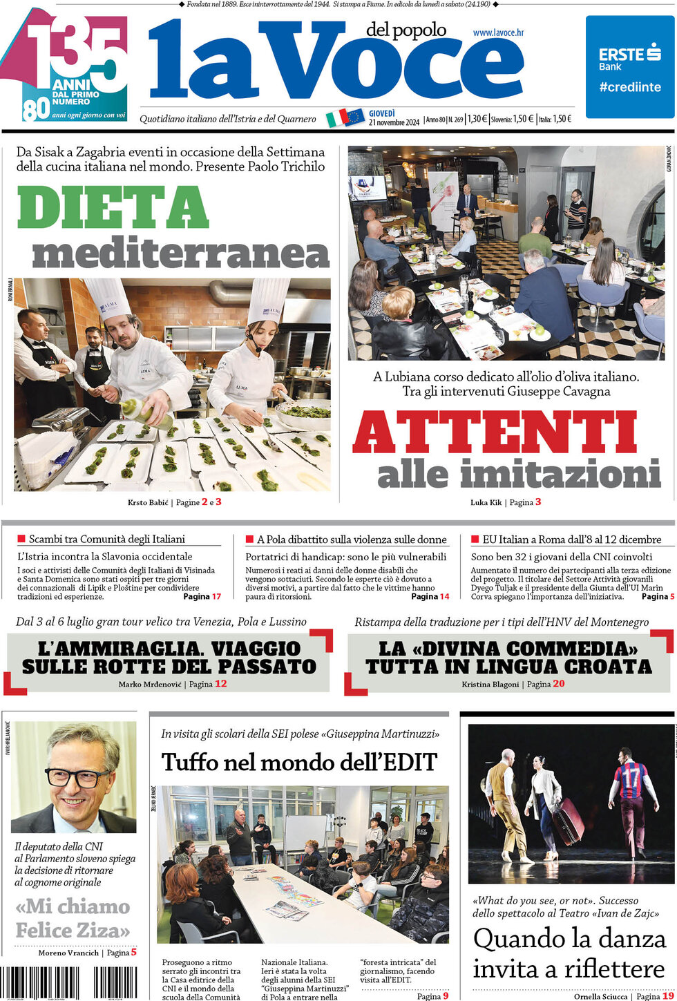 Prima Pagina La Voce del popolo 21/11/2024