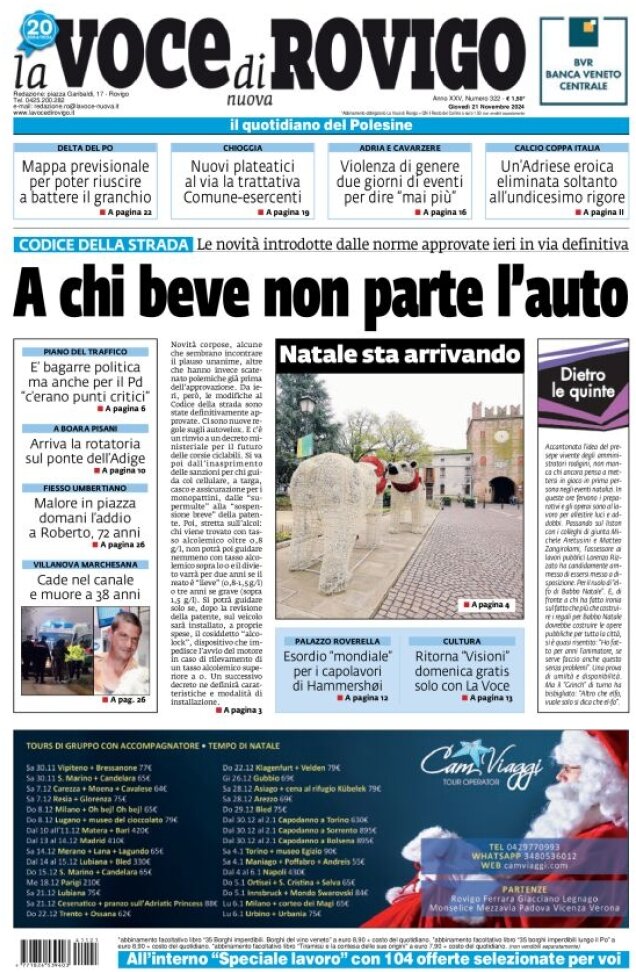 Prima Pagina La Voce di Rovigo 21/11/2024