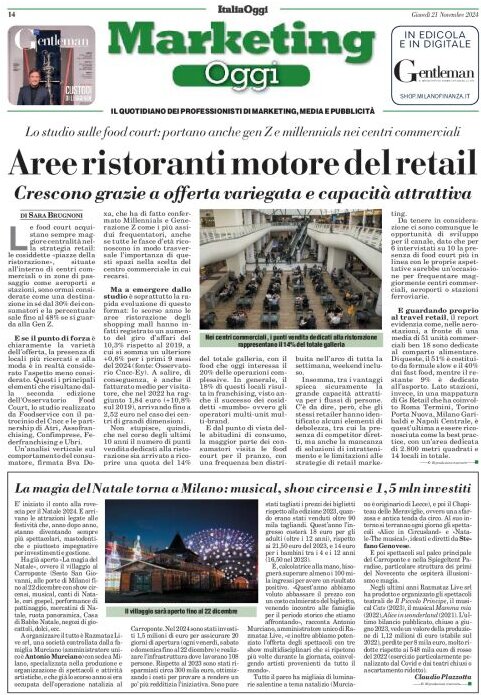 Prima Pagina Marketing Oggi 21/11/2024