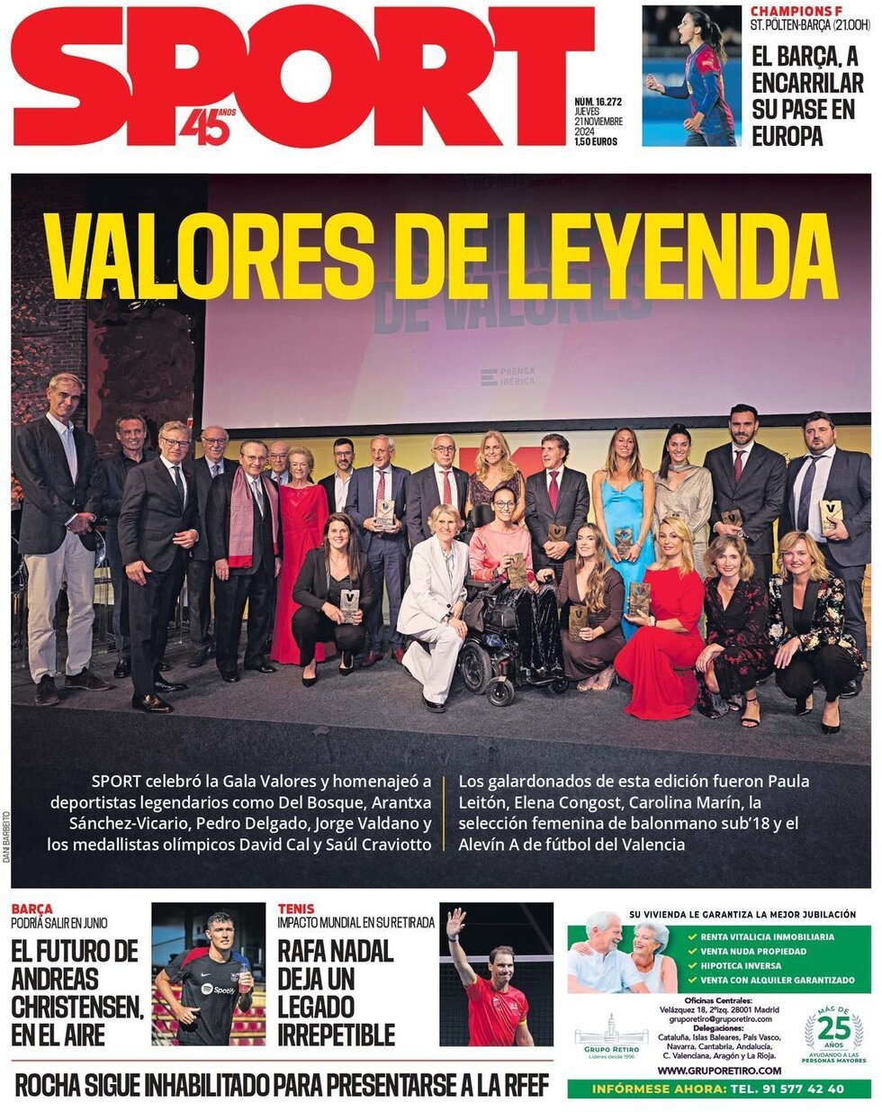 Prima Pagina SPORT (Barcelona) 21/11/2024