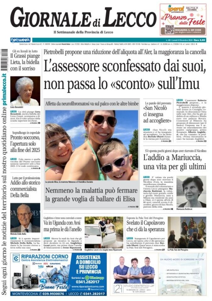 Copertina Giornale di Lecco 09/12/2024