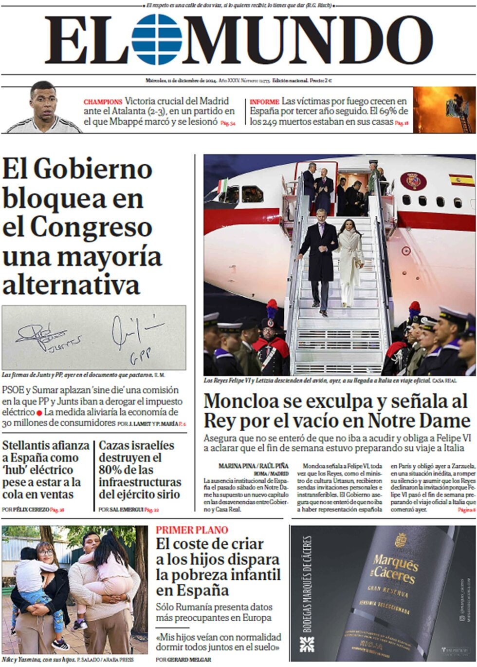 Prima Pagina El Mundo 11/12/2024