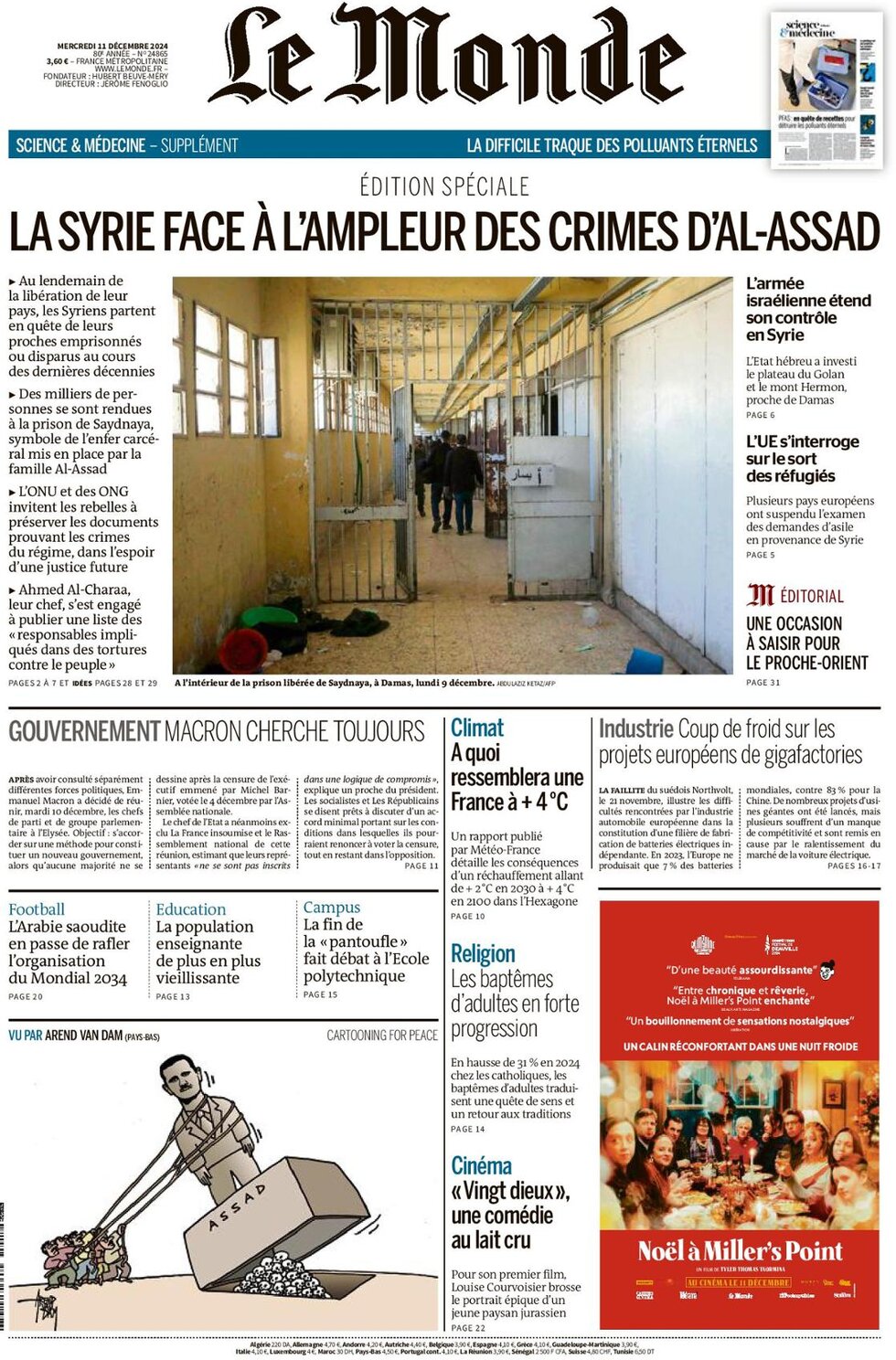 Prima Pagina Le Monde 11/12/2024