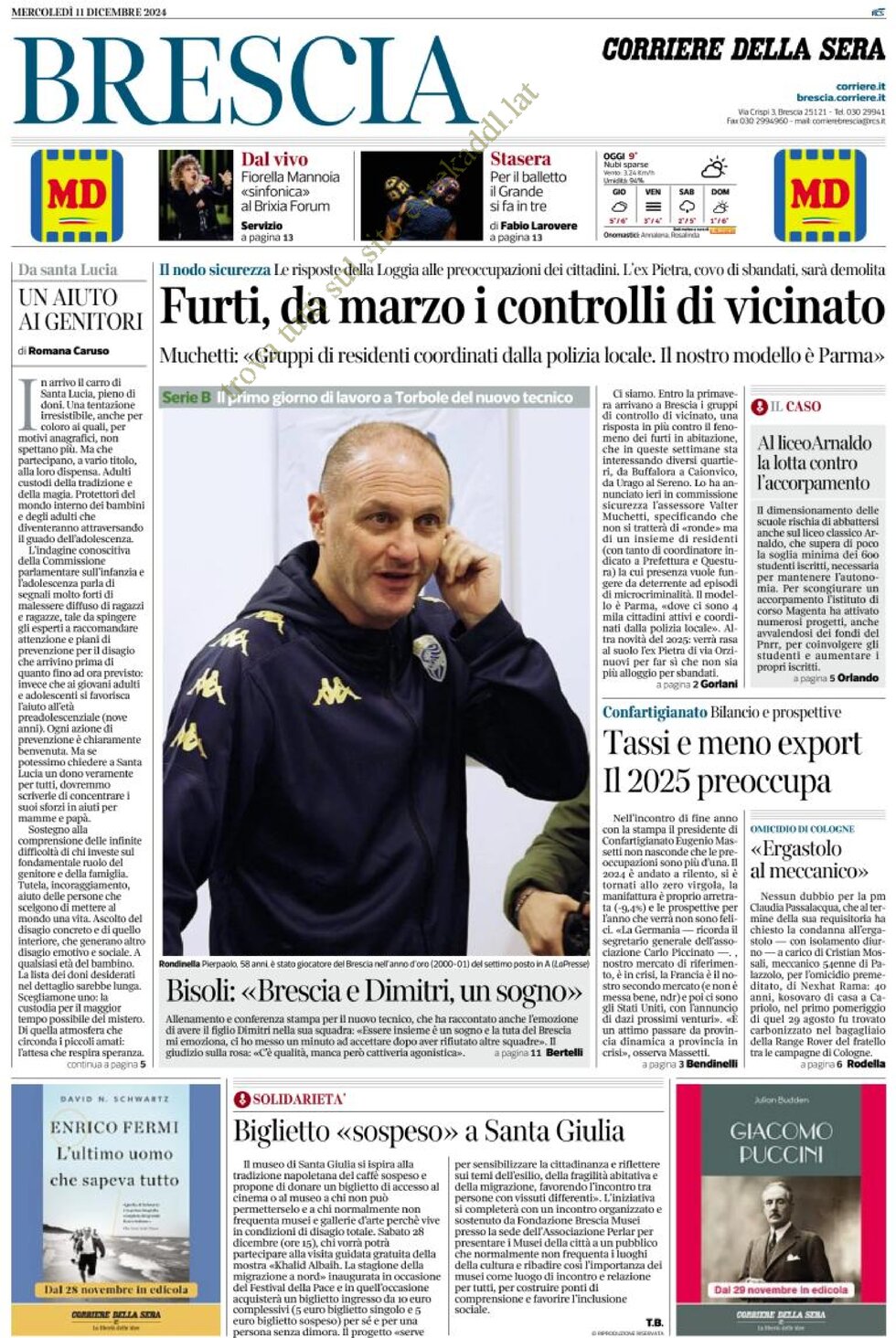 Prima Pagina Corriere della Sera (Brescia) 11/12/2024