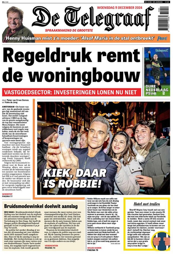 Prima Pagina De Telegraaf 11/12/2024