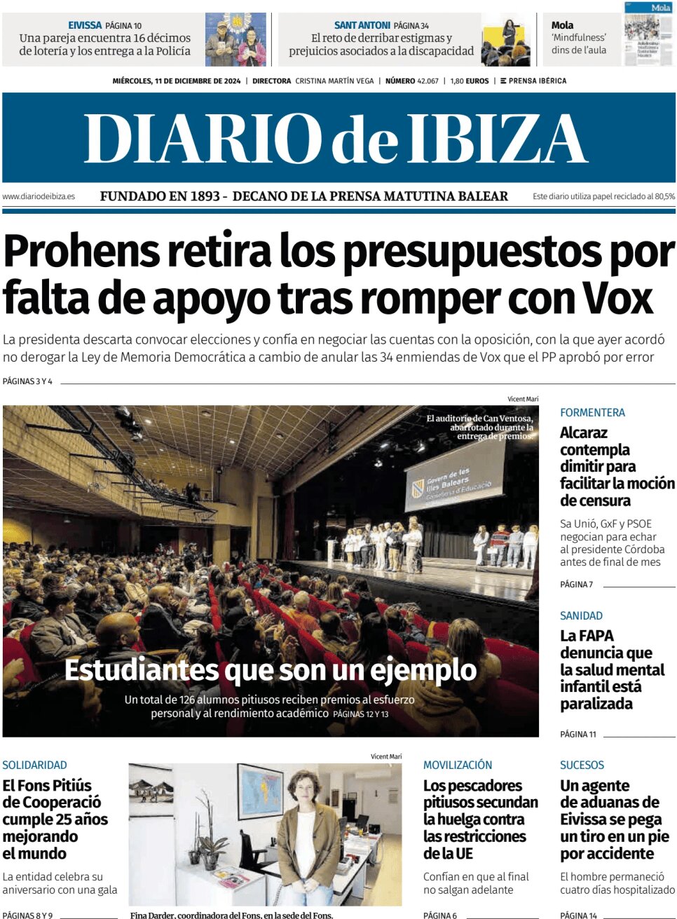 Prima Pagina Diario de Ibiza 11/12/2024