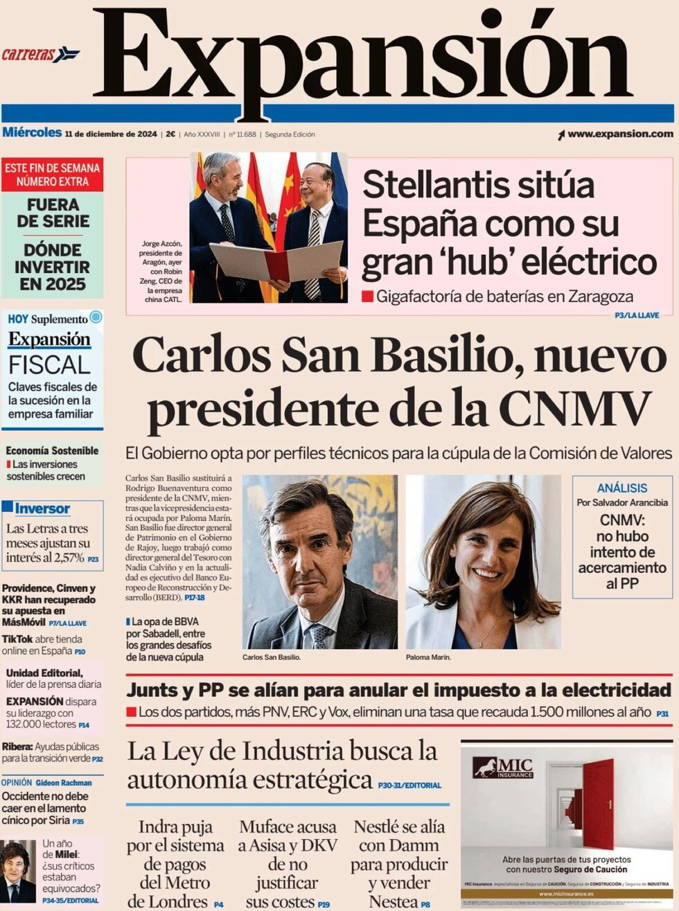 Prima Pagina Expansión 11/12/2024