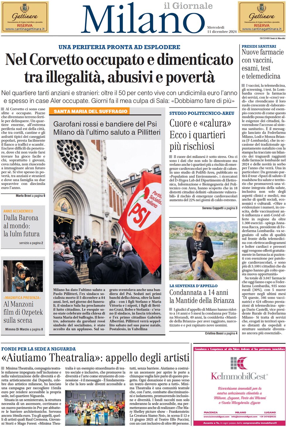 Prima Pagina Il Giornale (Milano) 11/12/2024