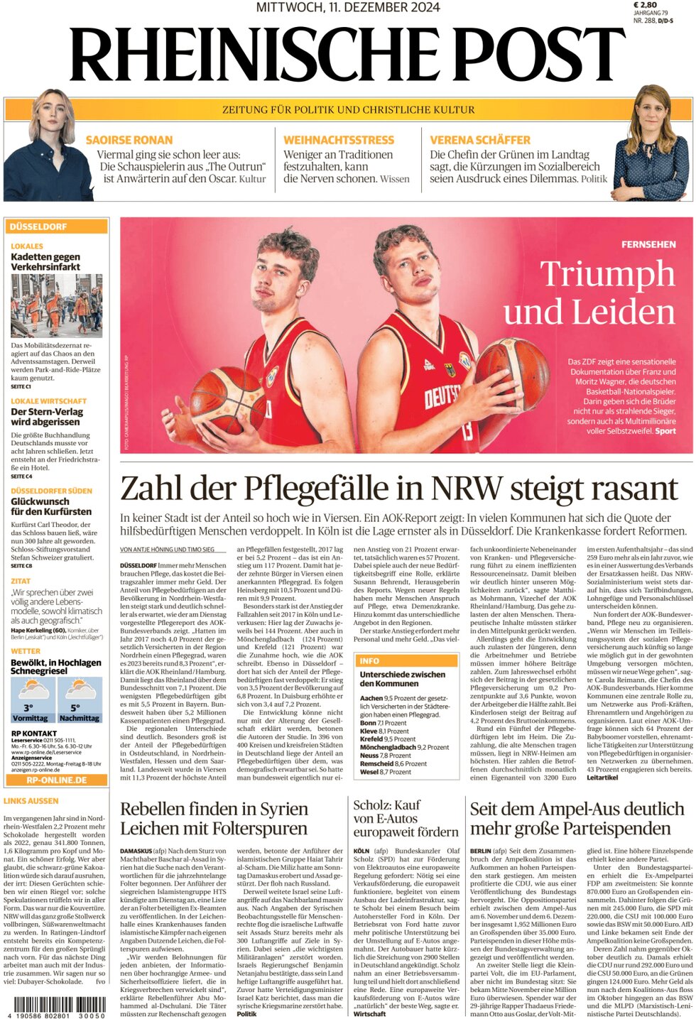 Prima Pagina Rheinische Post 11/12/2024