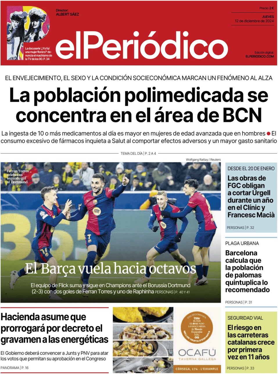 Prima Pagina El Periódico de Catalunya 12/12/2024