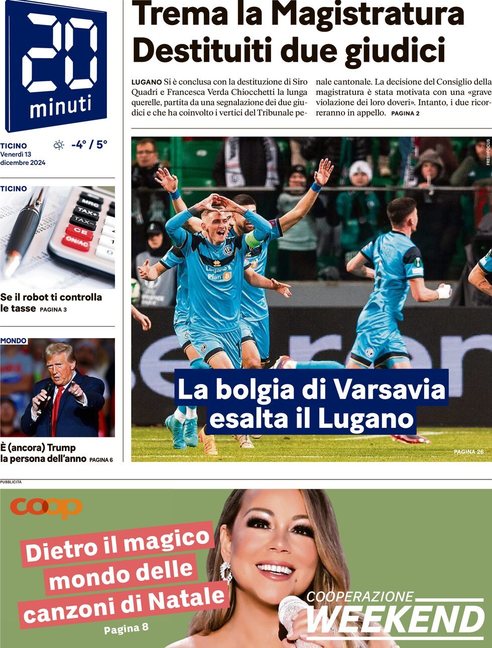 Prima Pagina 20 Minuti 13/12/2024