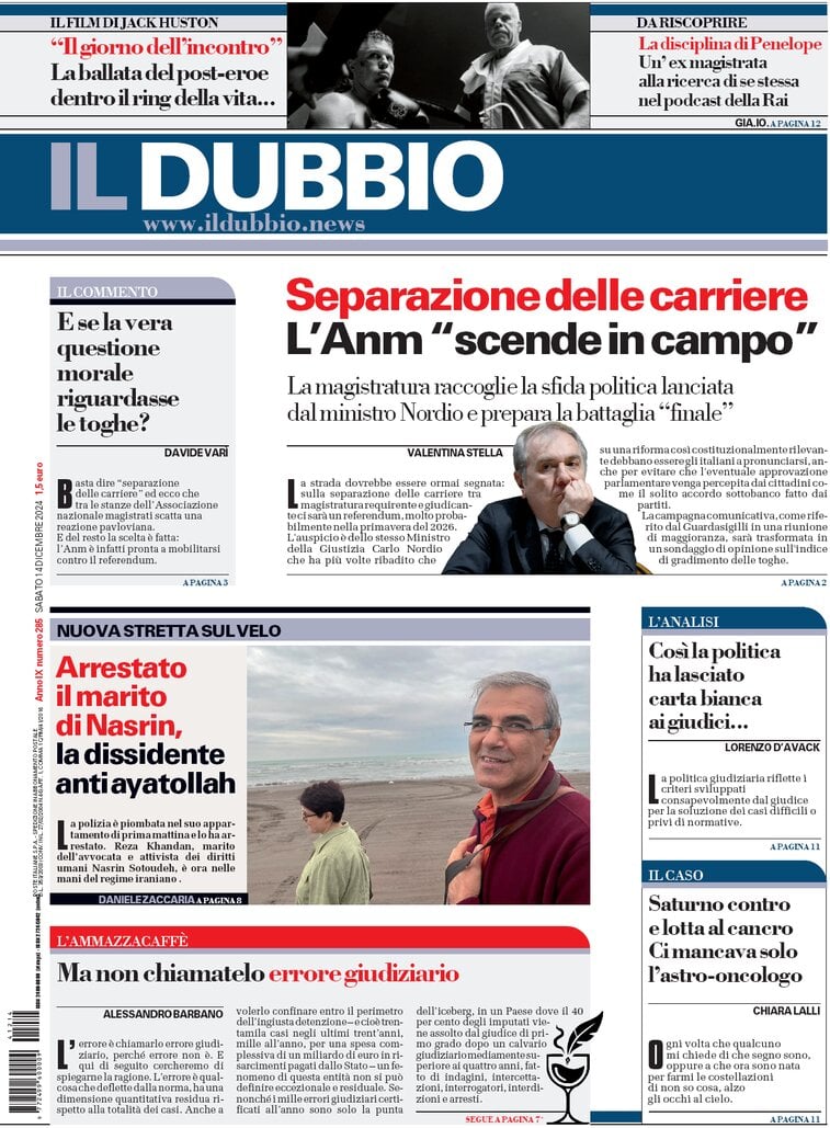 Prima Pagina Il Dubbio 14/12/2024