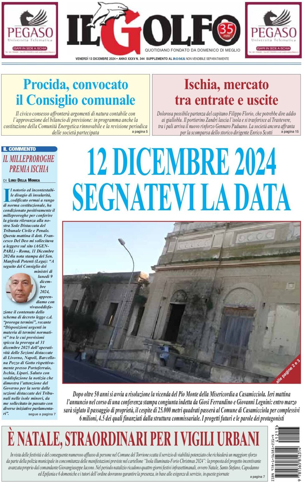 Prima Pagina Il Golfo 13/12/2024